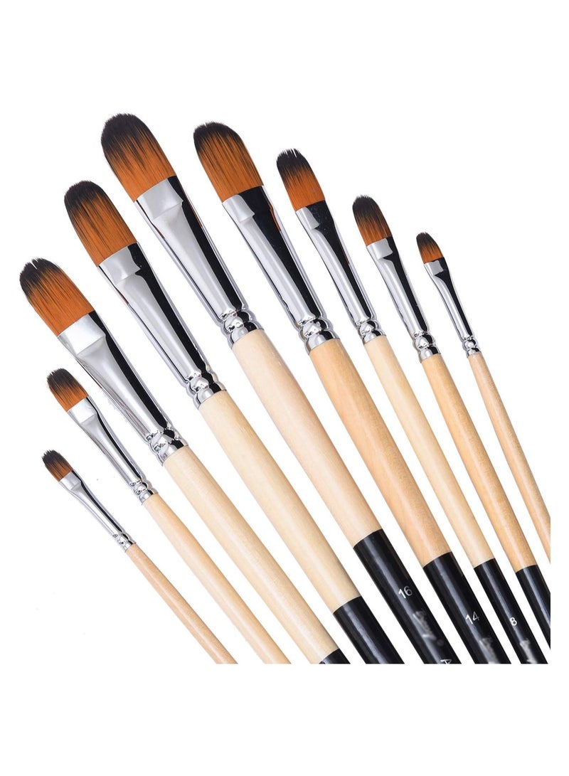 Paint Brushes Set,9 Pcs Professional Painting Kits with Long Handle Soft Nylon Hair Filbert Brushes for Acrylic ,Oil , Watercolor and Gouache - Image 1