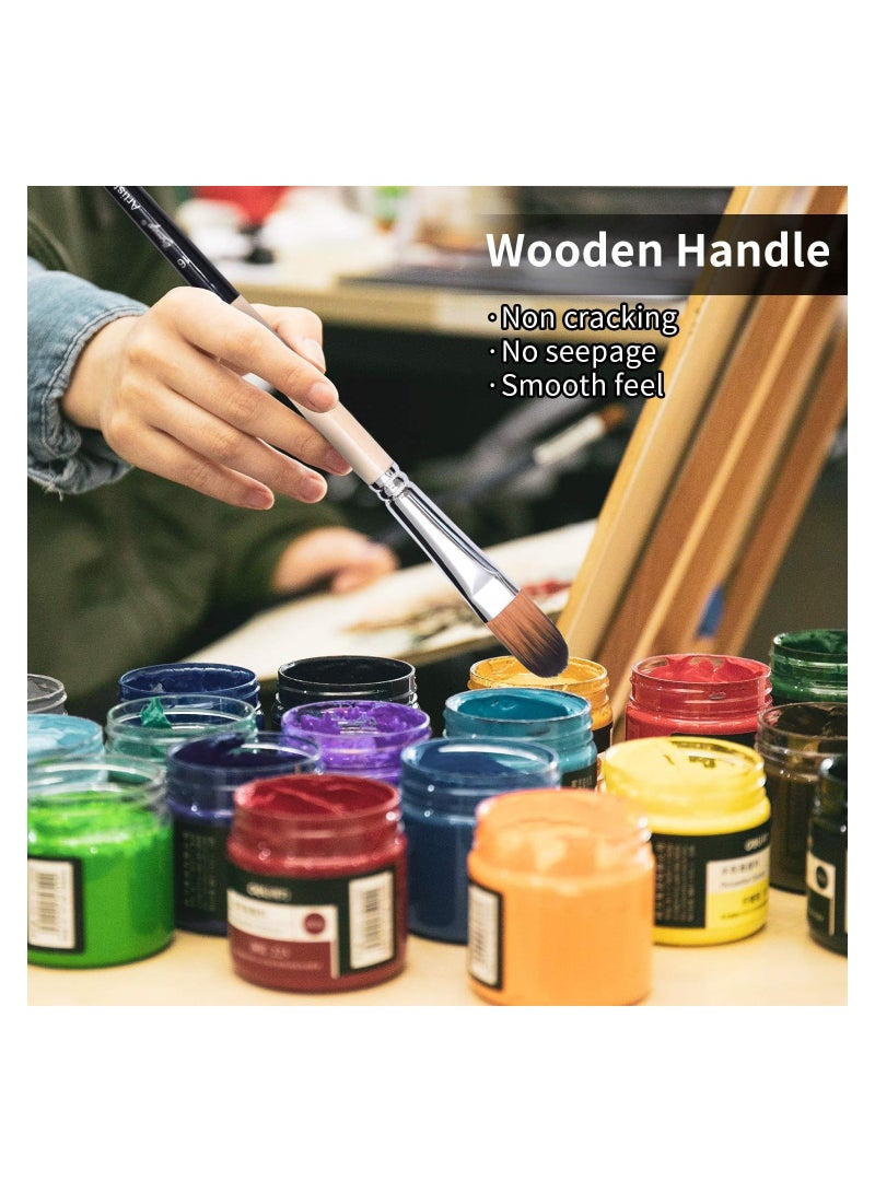 Paint Brushes Set,9 Pcs Professional Painting Kits with Long Handle Soft Nylon Hair Filbert Brushes for Acrylic ,Oil , Watercolor and Gouache - Image 4