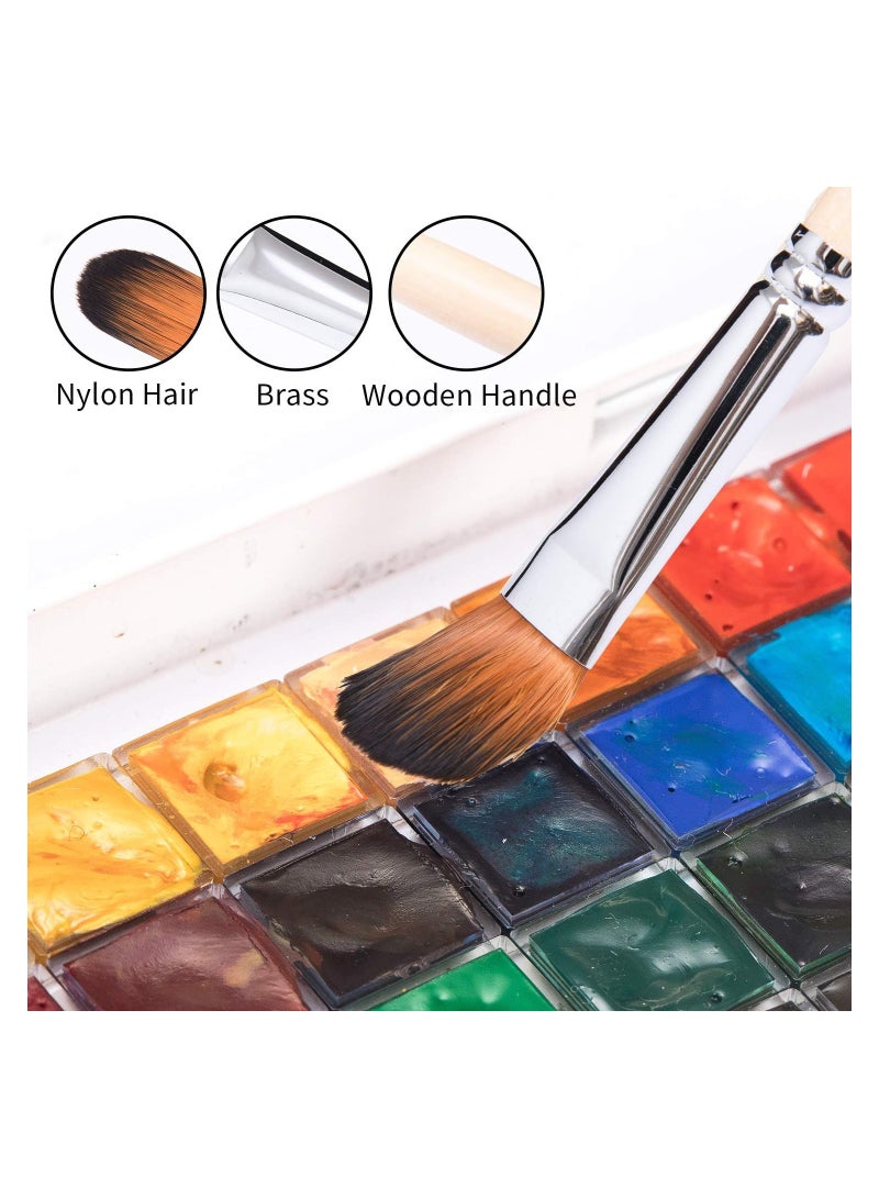 Paint Brushes Set,9 Pcs Professional Painting Kits with Long Handle Soft Nylon Hair Filbert Brushes for Acrylic ,Oil , Watercolor and Gouache - Image 5