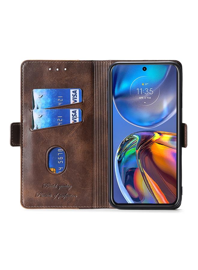 اس-توب جراب لهاتف Motorola Moto G9 Plus، جراب جلدي بلون متباين مع مشبك جانبي - Image 5
