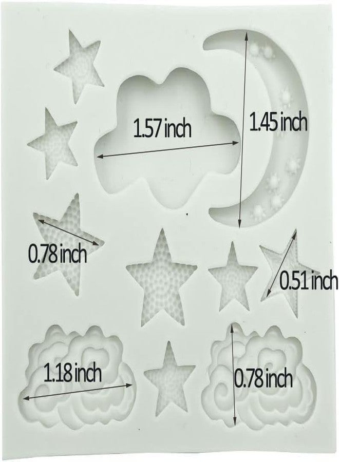 aoukoslt Star Moon Clouds Shaped Silicone Fondant Molds, Candy Chocolate Molds for DIY Cake Fondant Cookie Cloud Fondant Mold Moon For Candy Baking, Fondant and Gum Paste Molds - Image 2