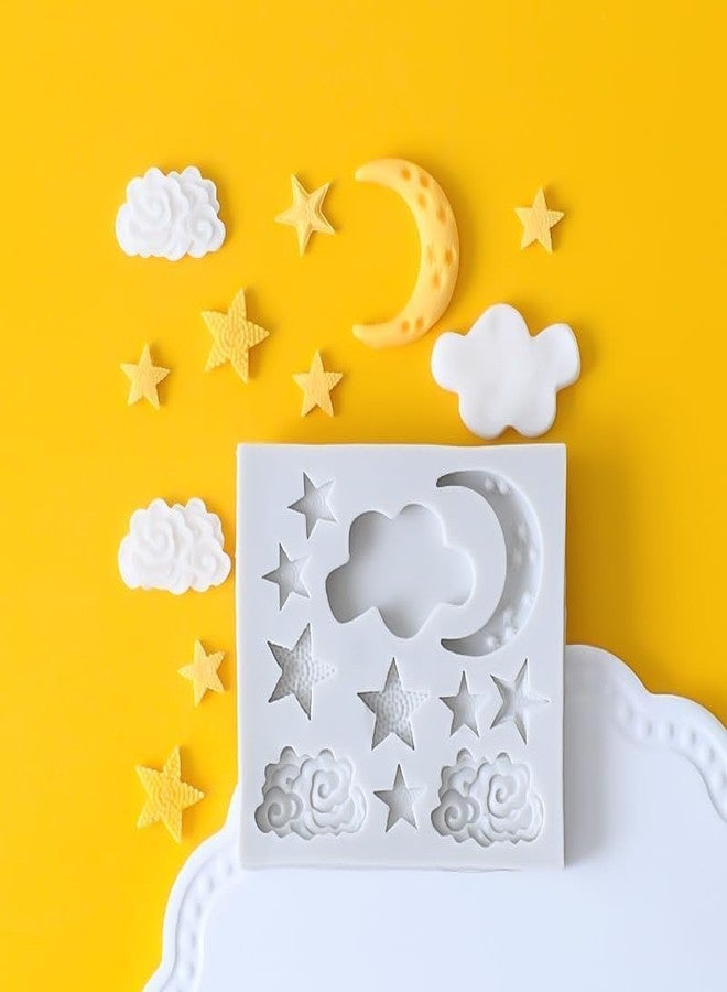 aoukoslt Star Moon Clouds Shaped Silicone Fondant Molds, Candy Chocolate Molds for DIY Cake Fondant Cookie Cloud Fondant Mold Moon For Candy Baking, Fondant and Gum Paste Molds - Image 5