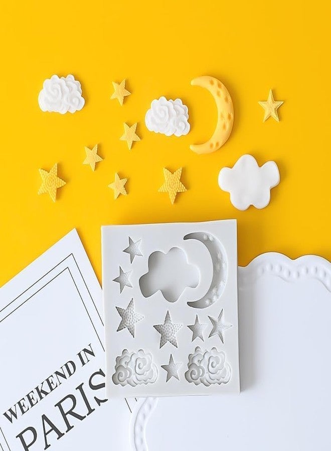 aoukoslt Star Moon Clouds Shaped Silicone Fondant Molds, Candy Chocolate Molds for DIY Cake Fondant Cookie Cloud Fondant Mold Moon For Candy Baking, Fondant and Gum Paste Molds - Image 3