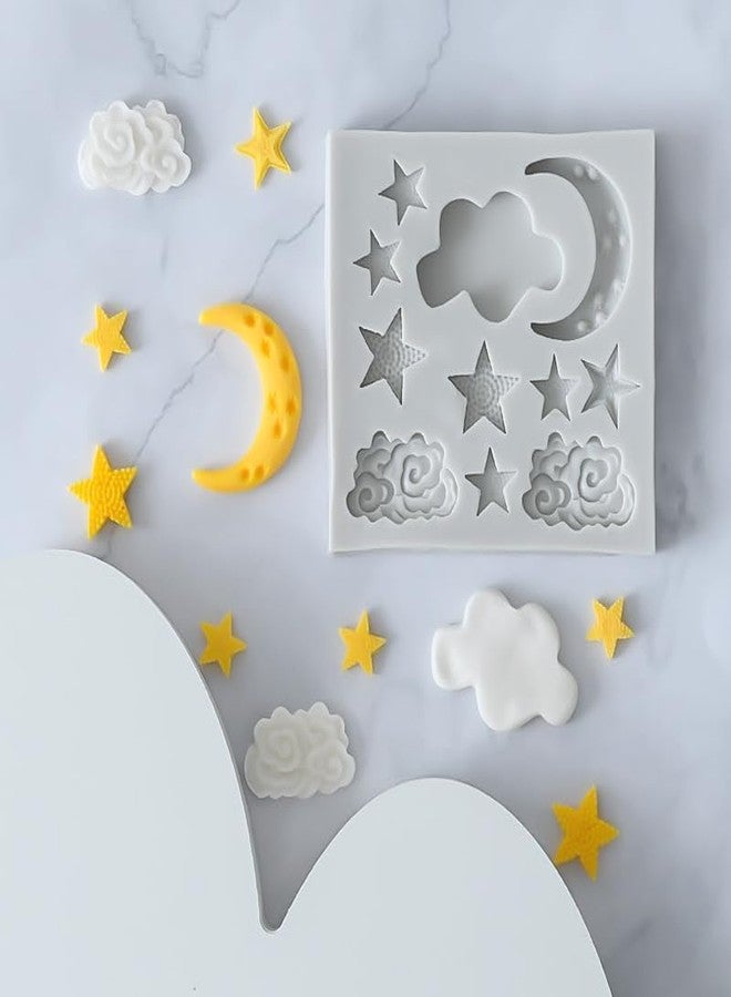 aoukoslt Star Moon Clouds Shaped Silicone Fondant Molds, Candy Chocolate Molds for DIY Cake Fondant Cookie Cloud Fondant Mold Moon For Candy Baking, Fondant and Gum Paste Molds - Image 4