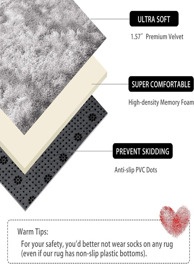Super Soft Rug for Living Room, Large Gray Fuzzy Plush Area Carpets, Anti-Skid Furry Faux Fur Rug, Rectangular Rug for Bedroom Home Decor, Rectangle Large Rug Plush Fuzzy Carpet - Image 5