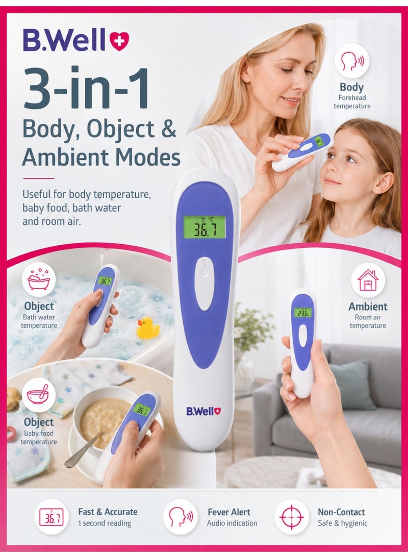 B.Well MED-3000 Non-Contact Infrared Thermometer with 1-Second Reading & 25 Memory - Image 5
