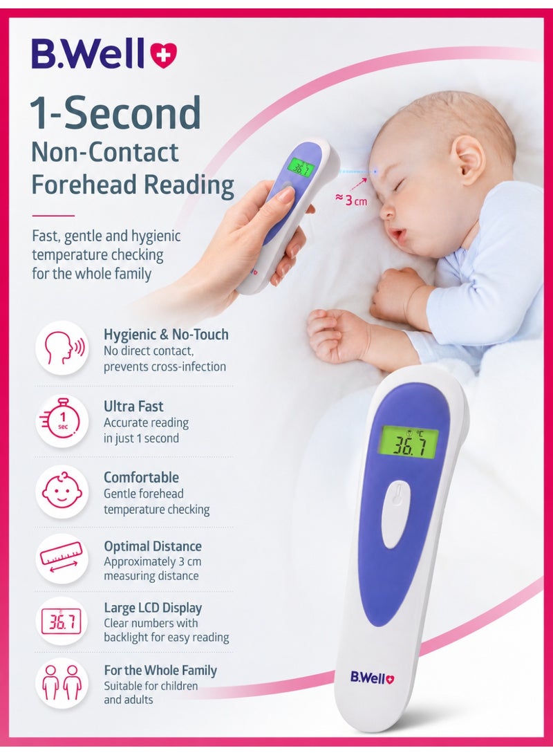 B.Well MED-3000 Non-Contact Infrared Thermometer with 1-Second Reading & 25 Memory - Image 4