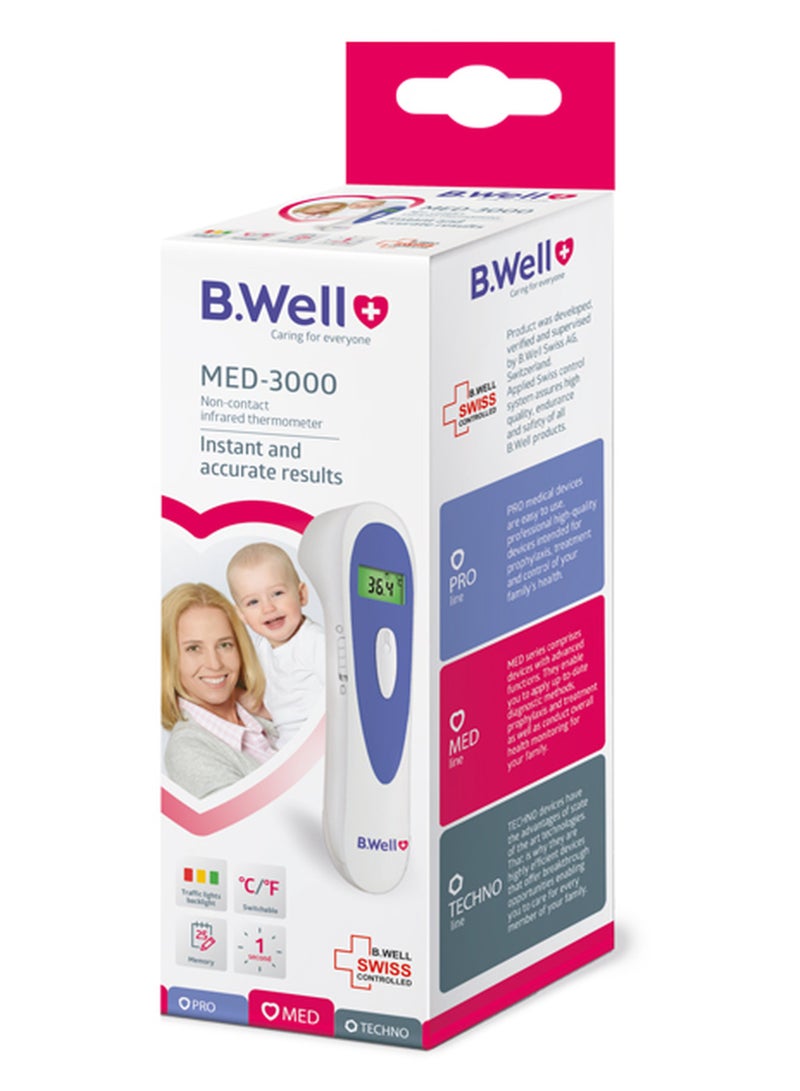 B.Well MED-3000 Non-Contact Infrared Thermometer with 1-Second Reading & 25 Memory - Image 2
