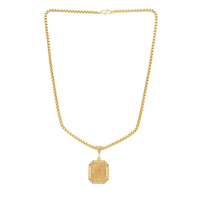 Divine Hindu Gold Plated Om Pendant for Men & Women | Interlocked Chain | Traditional Goddess Om Pendant | Durable Gold Plated Devotional Jewelry | Gift for Festivals & Puja - Image 5