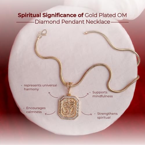 Divine Hindu Gold Plated Om Pendant for Men & Women | Interlocked Chain | Traditional Goddess Om Pendant | Durable Gold Plated Devotional Jewelry | Gift for Festivals & Puja - Image 4