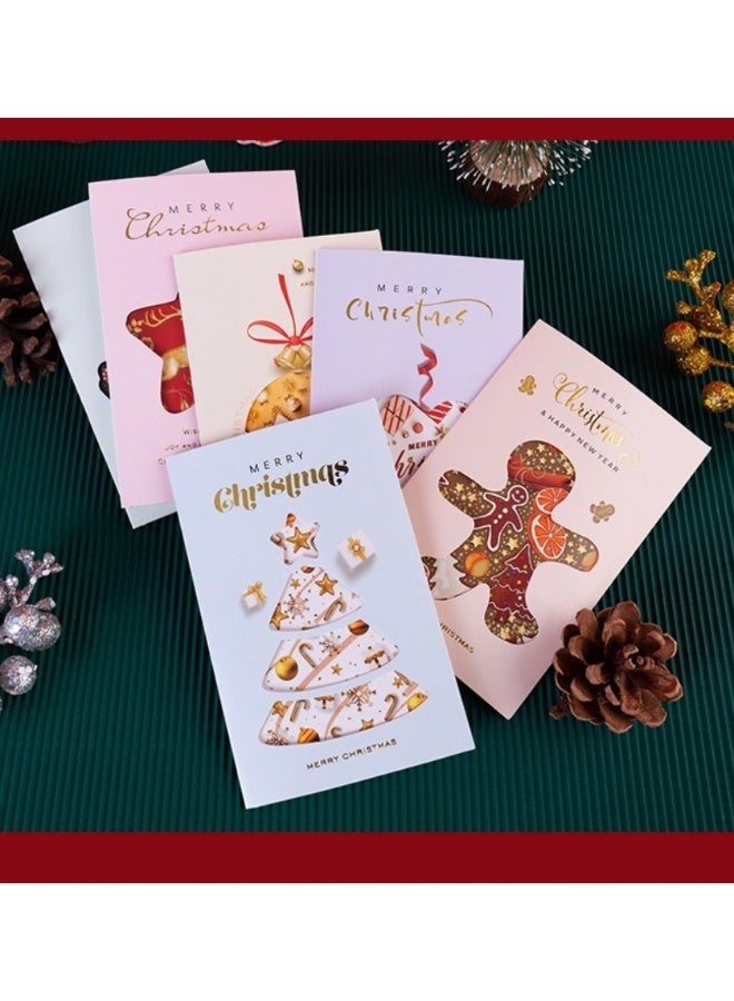 6pcs Christmas Greeting Cards Set – Gold Foil Designs with Colorful Envelopes for Holiday & Gift Greetings - Image 2