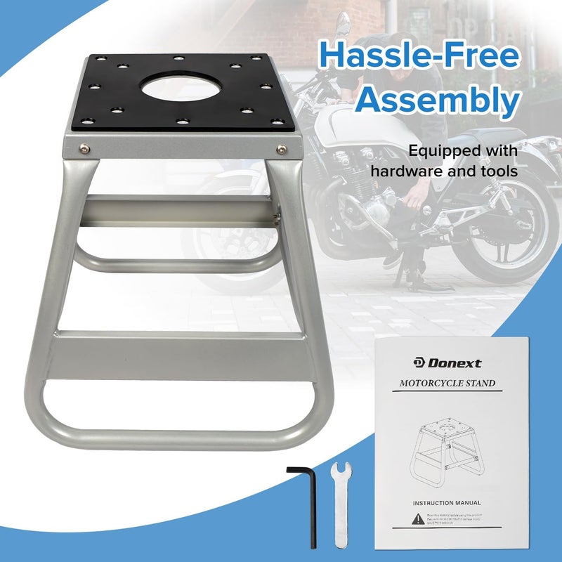 Donext Motorcycle Lift Stand Dirt Bike Stand Universal Panel Stand Moto Removable Maintenance Motocross Stand Hoist Lift Jack 600LB Capacity Silver - Image 5