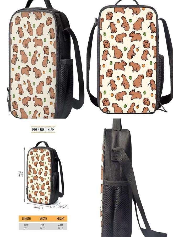 Gomyblomy Backpack for School Girls Bookbag with Lunch Box 4-In-1 Set Kawaii Kids School Bag for Elementary Kindergarten, Cute Capybaras, Modern - Image 3