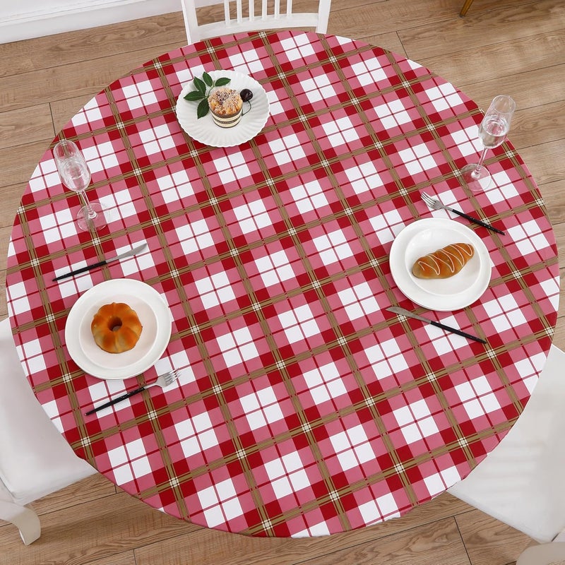 Walrus Round Vinyl Fitted Tablecloth with Flannel Backing Elastic Edge Design Table Cover Waterproof Oil-Proof PVC Table Cloth Stain-Resistant Best for 57"-66" Round - Image 1