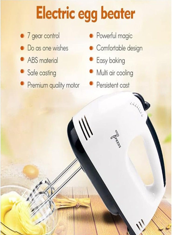 7 Gear Electric Egg Beater Automatic Hand Mixer Blender Plastics Rotating Push Whisk Cream Mixer Stirrer (220V) MH1068 White  - Image 3