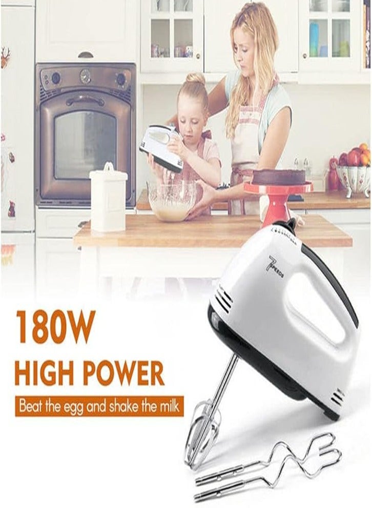 7 Gear Electric Egg Beater Automatic Hand Mixer Blender Plastics Rotating Push Whisk Cream Mixer Stirrer (220V) MH1068 White  - Image 5