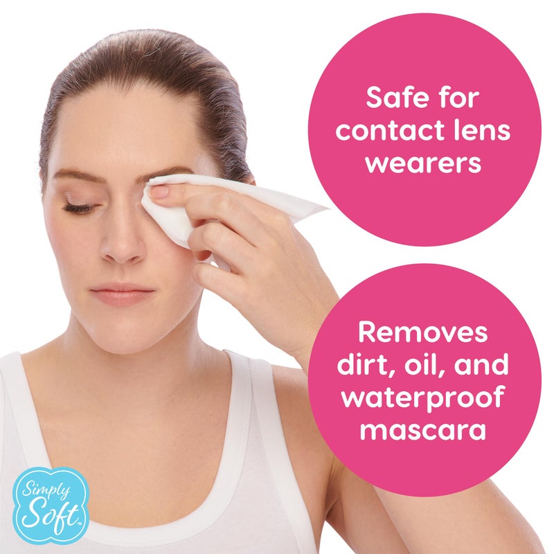 Simply Soft Premium Makeup Remover Towelettes 50 ct (2 - 25 Count Flip-top Packs), Fragrance-Free Makeup Wipes for Sensitive Skin, Hypoallergenic, pH Balanced Eye & Face Wipes - Image 5