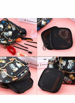 KASTWAVE Mesh Makeup Bag, 4Pcs Clear Toiletry Pouch with Zipper Mini Portable Cosmetic Travel Purse Bags for Daily Toiletries Accessories, Black  - Image 2