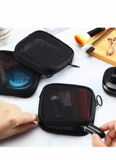KASTWAVE Mesh Makeup Bag, 4Pcs Clear Toiletry Pouch with Zipper Mini Portable Cosmetic Travel Purse Bags for Daily Toiletries Accessories, Black  - Image 4