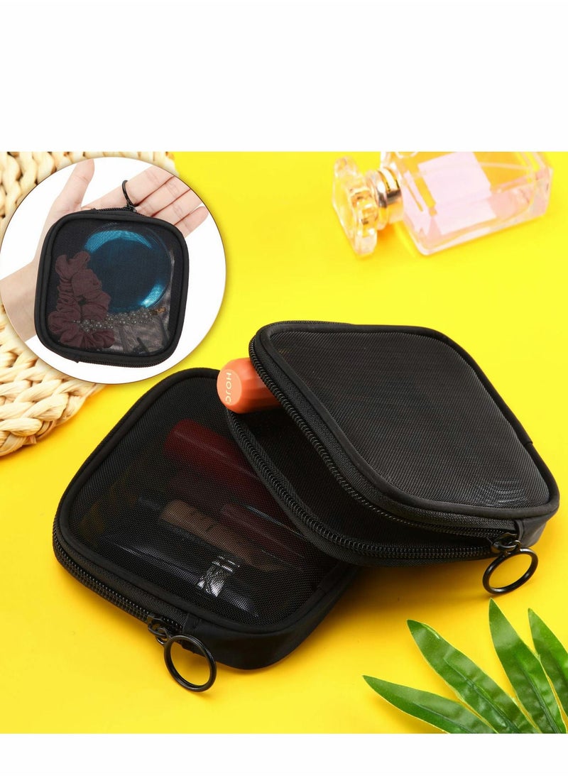 KASTWAVE Mesh Makeup Bag, 4Pcs Clear Toiletry Pouch with Zipper Mini Portable Cosmetic Travel Purse Bags for Daily Toiletries Accessories, Black  - Image 5
