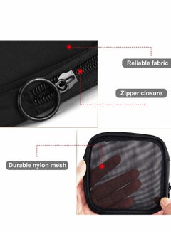 KASTWAVE Mesh Makeup Bag, 4Pcs Clear Toiletry Pouch with Zipper Mini Portable Cosmetic Travel Purse Bags for Daily Toiletries Accessories, Black  - Image 3