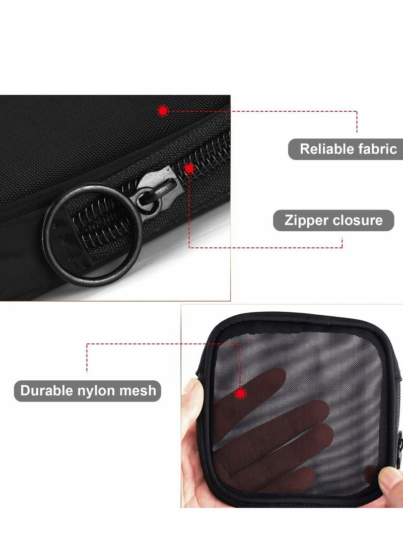KASTWAVE Mesh Makeup Bag, 4Pcs Clear Toiletry Pouch with Zipper Mini Portable Cosmetic Travel Purse Bags for Daily Toiletries Accessories, Black  - Image 3