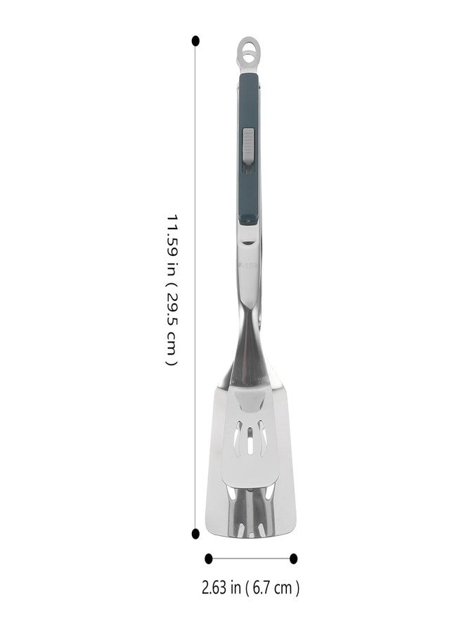 Amosfun Stainless Steel Spatula Tongs Cooking Tool 2 In 1 Flipping Clamp for Steak Fish and Vegetables Grip Versatile Bbq Utensil for Grilling and Frying - Image 3