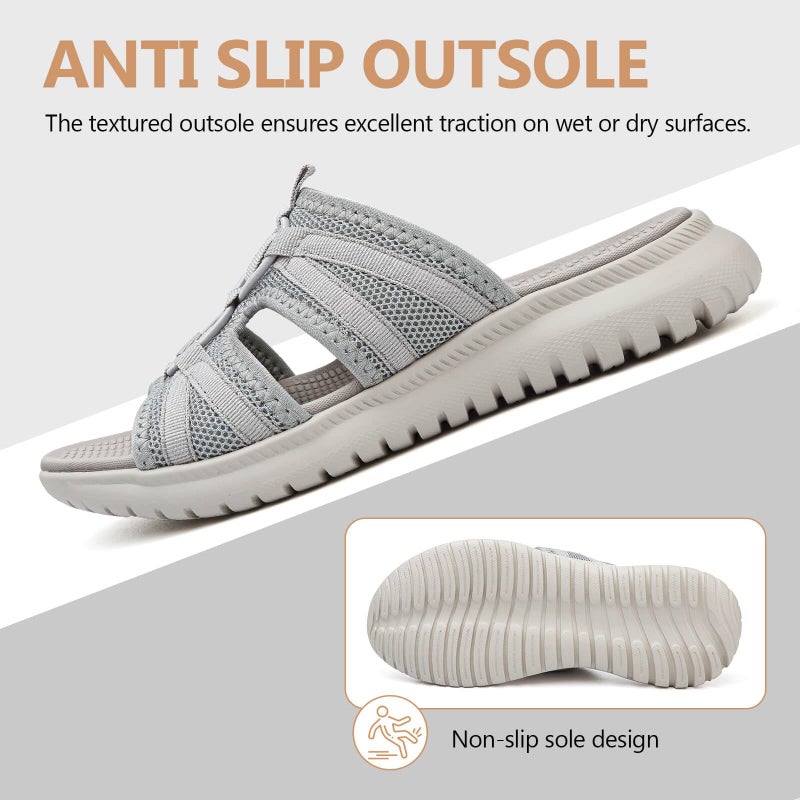 ziitop Slides Sandals For Women Breathable Mesh Sports Athletic Casual Slippers Sandals Lightweight Non Slip With Arch Support - Image 5