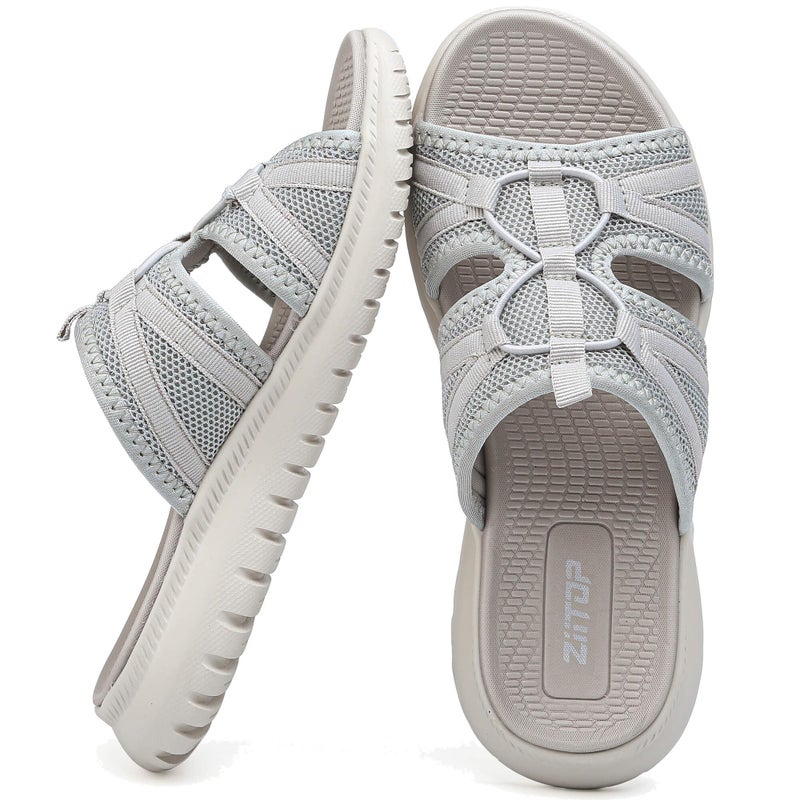 ziitop Slides Sandals For Women Breathable Mesh Sports Athletic Casual Slippers Sandals Lightweight Non Slip With Arch Support - Image 1