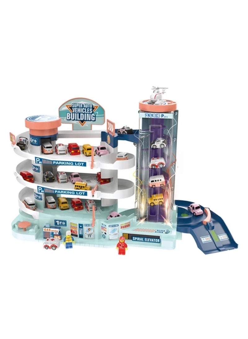 Toy Box Kids DIY Parking Garage Track Toy Automobile Maintenance Handbag Light Music Engineering Fire Fighting Racing Car Various Theme Parking Lot Toys  - Image 2