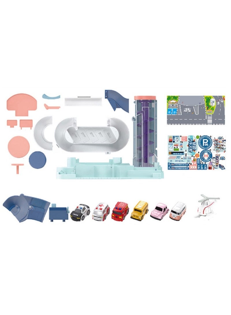 Toy Box Kids DIY Parking Garage Track Toy Automobile Maintenance Handbag Light Music Engineering Fire Fighting Racing Car Various Theme Parking Lot Toys  - Image 4