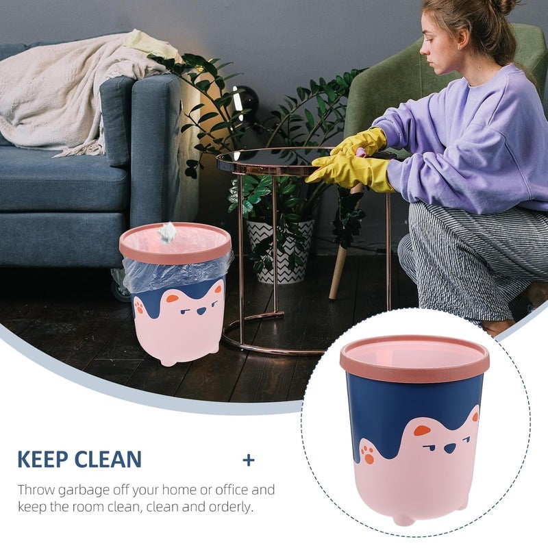 SMASOLO Compact Small Plastic Wastebasket with Pressure Ring, Household Garbage Bin for Living Room Bathroom Kitchen, Practical Plastic Waste Bin for Home Organization - Image 3