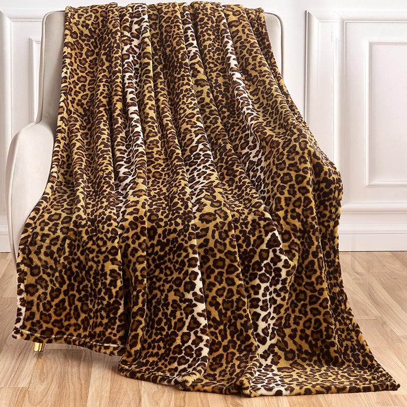 Edenleaf Leopard Print Blanket Fleece Throw Blanket for Bed Sofa Travel and Camping, Super Soft Cozy Fluffy Plush Blanket, Cheetah Print Blanket for All Seasons(50”×60”) - Image 1