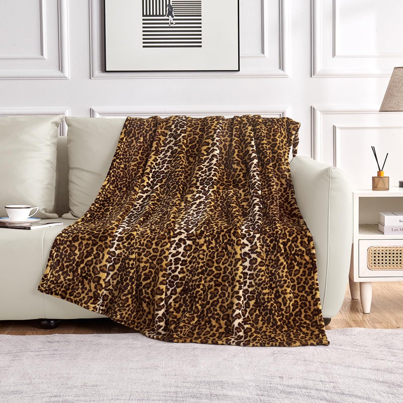 Edenleaf Leopard Print Blanket Fleece Throw Blanket for Bed Sofa Travel and Camping, Super Soft Cozy Fluffy Plush Blanket, Cheetah Print Blanket for All Seasons(50”×60”) - Image 5