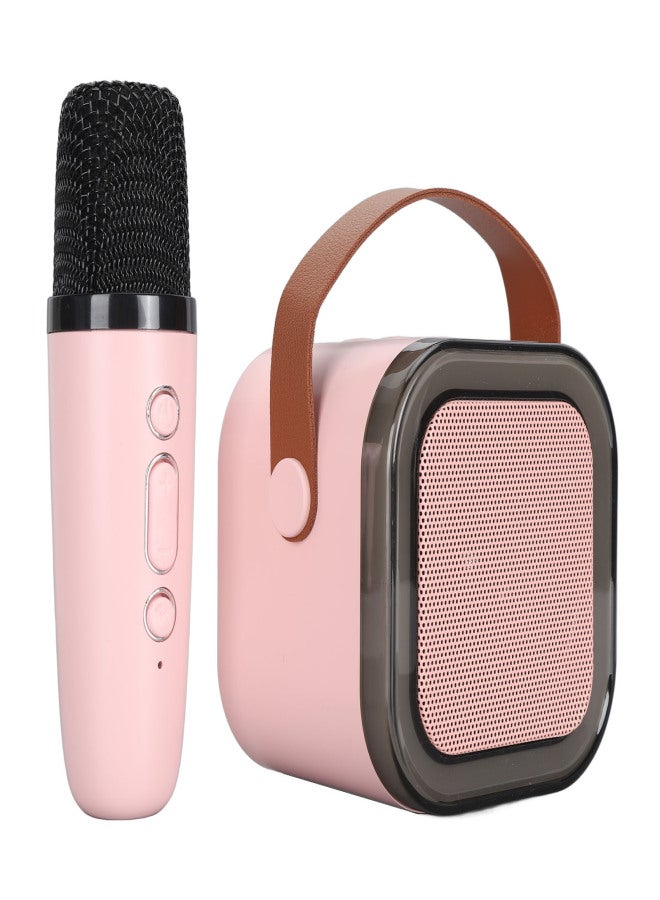 Portable Karaoke Machine LED Dynamic Light Small Bluetooth Speaker with Microphone for 4 to 12 Years Old Kids Adults Roseate - Image 1
