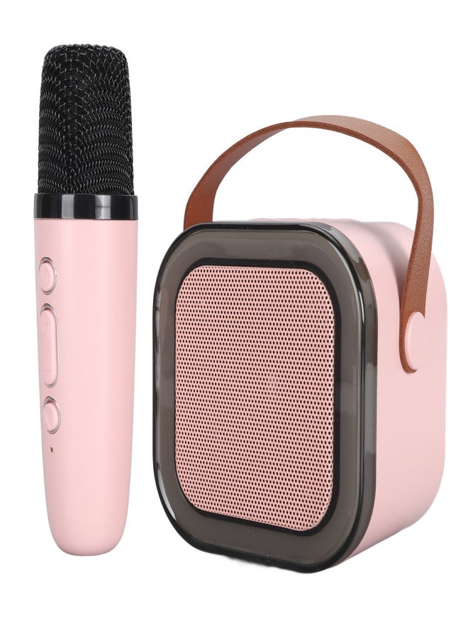Portable Karaoke Machine LED Dynamic Light Small Bluetooth Speaker with Microphone for 4 to 12 Years Old Kids Adults Roseate - Image 4