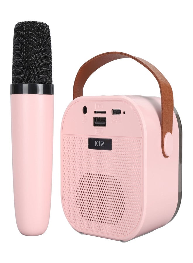 Portable Karaoke Machine LED Dynamic Light Small Bluetooth Speaker with Microphone for 4 to 12 Years Old Kids Adults Roseate - Image 5