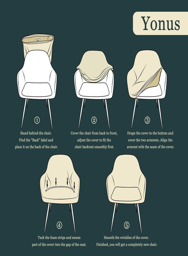 Yonus Dining Room Chair Slipcovers Parsons Chair Covers Sets Armchair Covers Removable Chair Protector Cover Seat Slipcovers for Living Room (1, Black) - Image 3