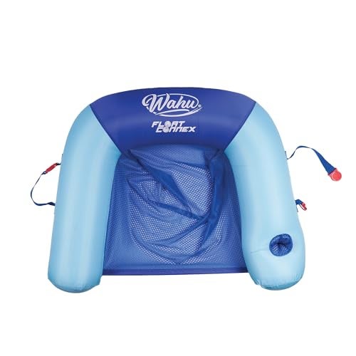 WAHU Float Connex Aqua Pool Seat with Connex Clips Cupholder and Inflate Valve Inflatable Pool Float Chair for Adults and Kids Ages 8 BlueLight Blue - Image 1