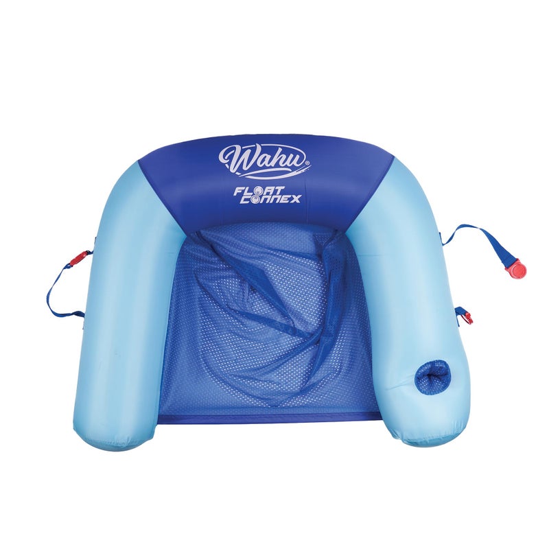 WAHU Float Connex Aqua Pool Seat with Connex Clips Cupholder and Inflate Valve Inflatable Pool Float Chair for Adults and Kids Ages 8 BlueLight Blue - Image 2