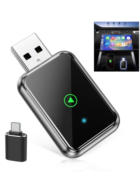 Wireless Carplay Adapter for Android & iPhone, 2 in 1 Carplay Convert Wired for Cars with Wired Carplay & Android Auto, Support 5.8 Ghz WiFi & 5.3 Bluetooth USB-C/Type-C Stable Control No Delay