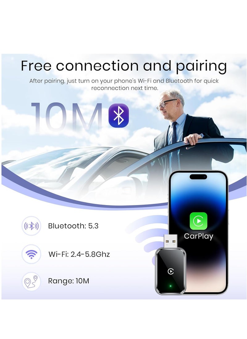 Necomi - Wireless Carplay Adapter for Android & iPhone, 2 in 1 Carplay Convert Wired for Cars with Wired Carplay & Android Auto, Support 5.8 Ghz WiFi & 5.3 Bluetooth USB-C/Type-C Stable Control No Delay - Image 1