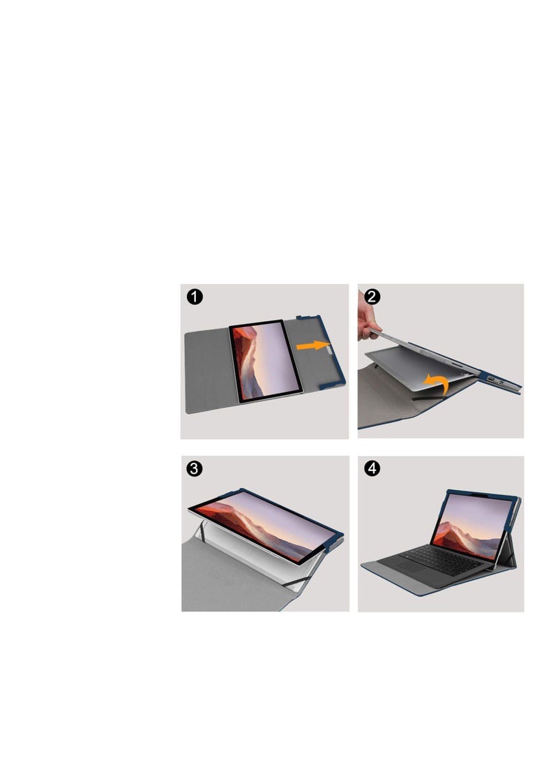 SYOSI - Fintie Case for Microsoft Surface Pro 7 Plus/Pro 7 / Pro 6 / Pro 5 / Pro 4 / Pro 3 12.3 Inch Tablet - Multiple Angle Viewing Portfolio Business Cover, Compatible w/Type Cover Keyboard (Navy) - Image 1