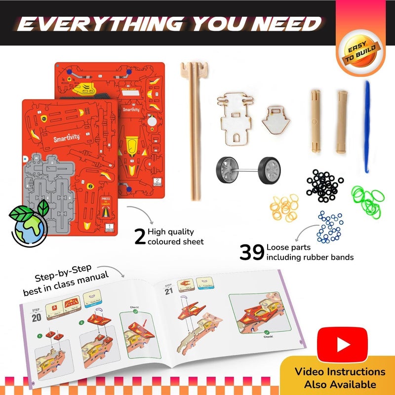 Smartivity لعبة سيارة سباق DIY للأطفال من 6-12 سنة | سيارة سباق F1 مع قاذف | هدية عيد ميلاد ممتعة للأولاد والبنات | ألعاب سيارات تعليمية STEM للأطفال من 6، 7، 8، 9، 10، 11، 12 سنة - Image 4