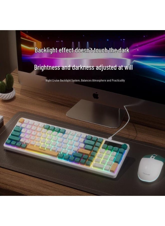 المؤسس مجموعة لوحة مفاتيح وماوس KM650 للألعاب، بإضاءة RGB، سلكية USB، تدعم AR/EN، مزودة بخاصية النقر الغشائي مع زر للتحكم في مستوى الصوت، دقة 1200 نقطة في البوصة، متعددة الوسائط، متوافقة مع الألعاب، الأعمال، أجهزة الكمبيوتر الشخصية، أجهزة ماك ، وأنظمة وندوز. - Image 4