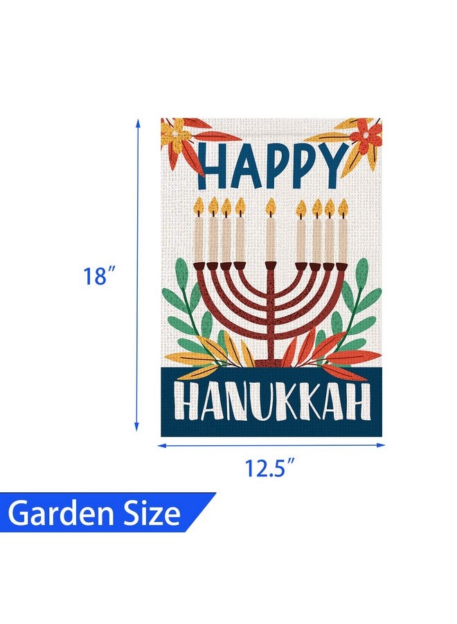PAMBO Happy Chanukah Garden Flag Vertical Double Sided, Burlap Flag For December Hanukkah Decoration - Menorah Jewish Holiday Garden Outdoor & Yard Decoration Flag 12.5" X 18" - Image 3