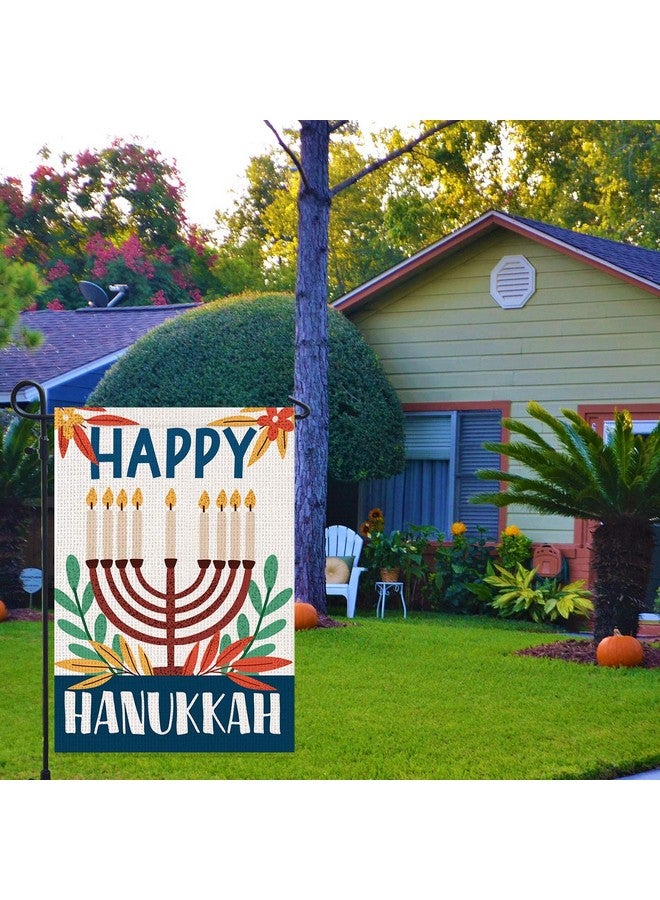 PAMBO Happy Chanukah Garden Flag Vertical Double Sided, Burlap Flag For December Hanukkah Decoration - Menorah Jewish Holiday Garden Outdoor & Yard Decoration Flag 12.5" X 18" - Image 5