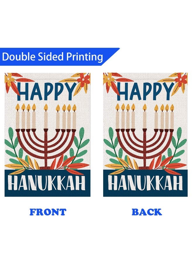 PAMBO Happy Chanukah Garden Flag Vertical Double Sided, Burlap Flag For December Hanukkah Decoration - Menorah Jewish Holiday Garden Outdoor & Yard Decoration Flag 12.5" X 18" - Image 4