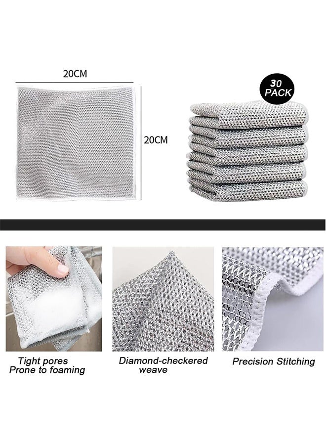 كوانتوم 30 قطعة قماش لغسيل الأسلاك المصنوعة من الصلب PCS، قطع قماش لغسل الأسلاك متعددة الأغراض بدون خدش، قطع قماش لغسل الأسلاك قابلة لإعادة الاستخدام للرطب والجاف - Image 2