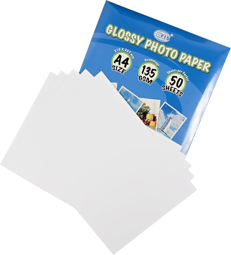 FIS Glossy Photo Paper, A4 Size (210x297mm), 135 GSM, 50 Sheets per Pack - Image 2